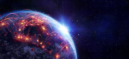 Coronavirus Spreading In Usa - contain 3d Rendering And 3d Illustrationの写真素材