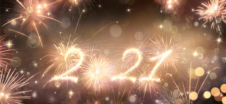 Happy New Years 2021 - Fireworks In The Skyの写真素材