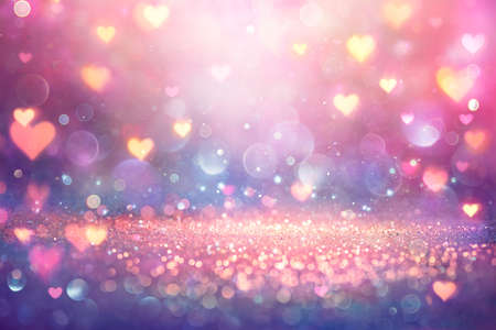 Valentines Shiny Pink Glitter Background With Defocused Abstract Lightsの写真素材