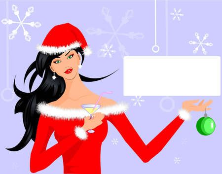 Santa Girl congratulate on NYのイラスト素材