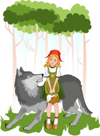 Little red riding hood with wolf のイラスト素材