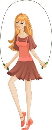 A girl jumping a ropeのイラスト素材