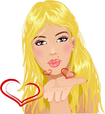 A young fashion girl blows kissesのイラスト素材