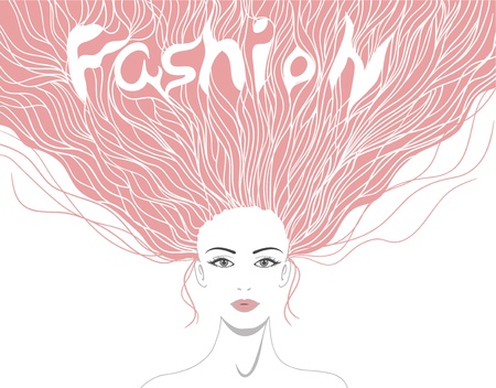 Beautiful lady with hairstyle and word fashion in itのイラスト素材
