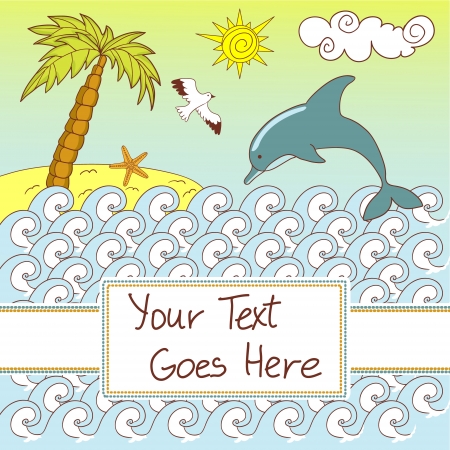 Card with decorative exotic landscape and label for your textのイラスト素材