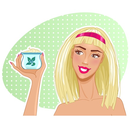 Girl with cream in handのイラスト素材