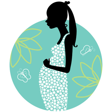 Silhouette of young pregnant womanのイラスト素材