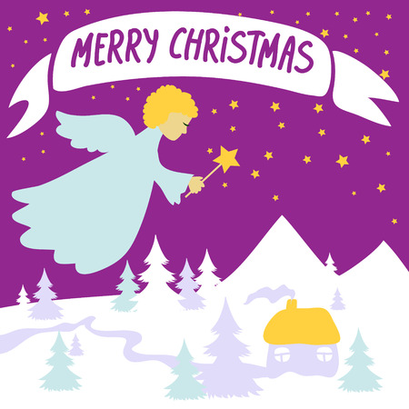 Christmas background with angelのイラスト素材