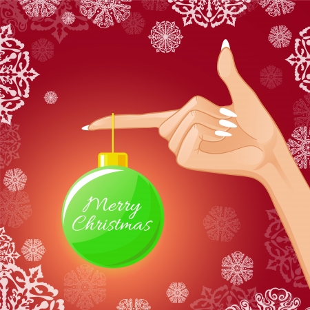 Woman hand with Christmas ball, eps10 のイラスト素材