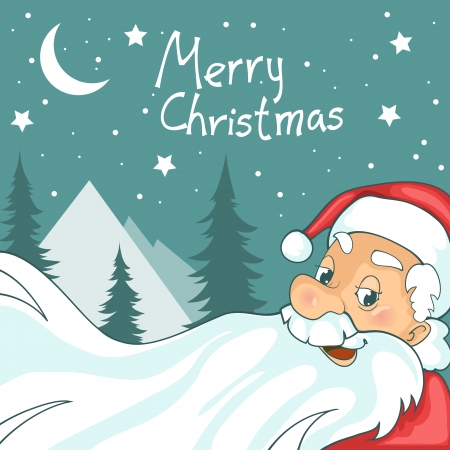 Cute cartoon Santa Claus on Christmas backgroundのイラスト素材