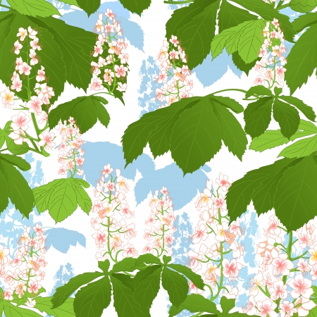 Seamless background with chestnut flowersのイラスト素材