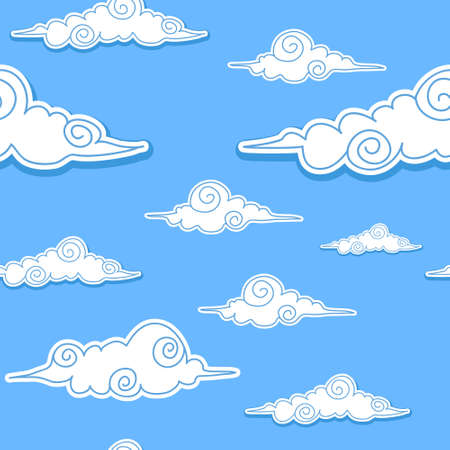 Seamless background with decorative cloudsのイラスト素材