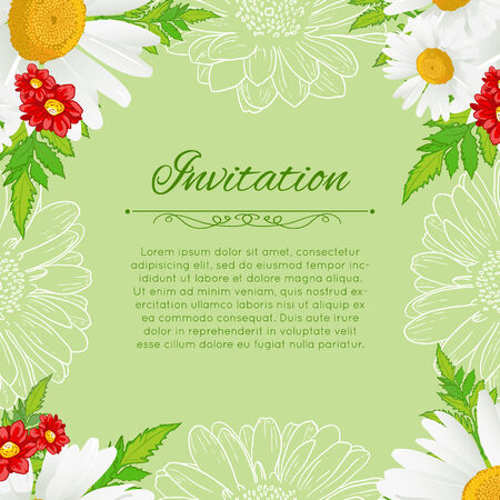 Vector floral background with white chamomilesのイラスト素材
