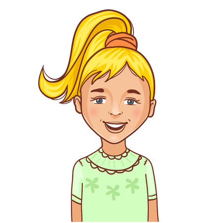 Teenager cartoon girl with blond hairのイラスト素材