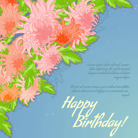 Floral decorative card with chrysanthemum with place for your text, のイラスト素材