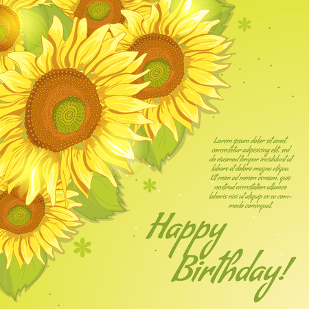Floral decorative card with sunflowers with place for your text, EPS10のイラスト素材