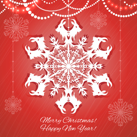 Vector background with snowflake with goat, symbol of 2015 new year, EPS10のイラスト素材