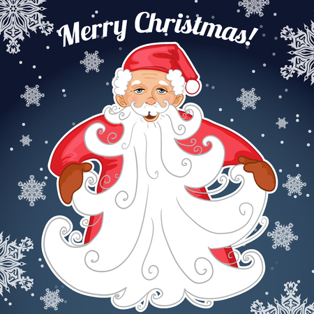 Santa Claus with Christmas tree made from his beardのイラスト素材