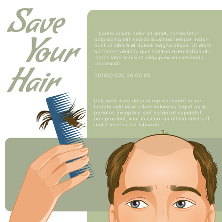 Stylish background for your text with man who has hair fall, vector image, eps10のイラスト素材