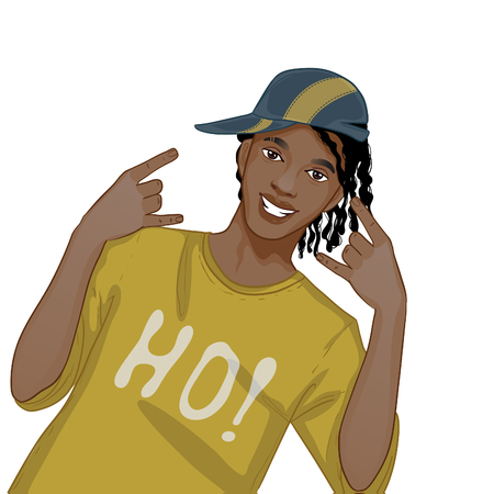 Young african american man, dj, hip-hop, eps10のイラスト素材