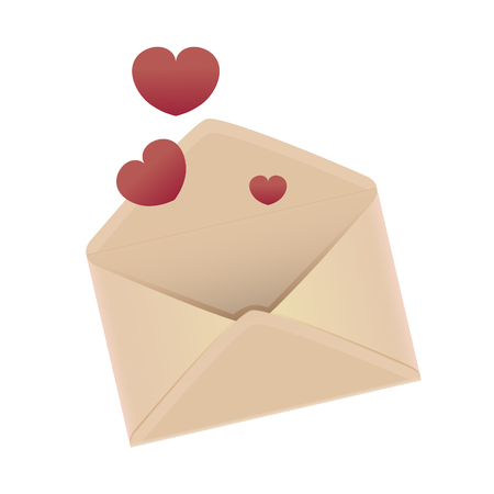 Love letter, envelope with flying heartsのイラスト素材
