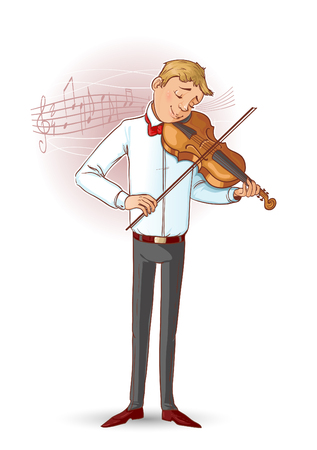 Cartoon musician playing violin, vector image, eps10のイラスト素材