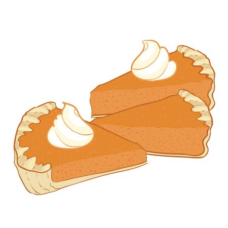 Three pieces of pumpkin cake, vector imageのイラスト素材