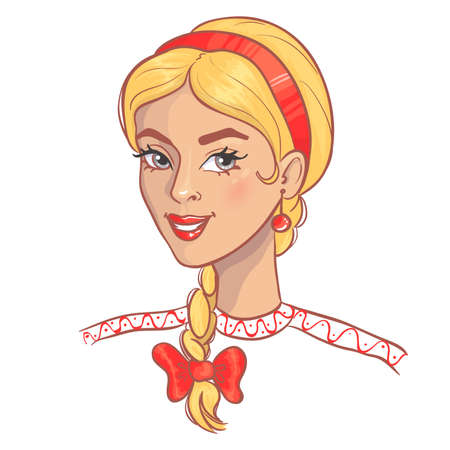 Girl in traditional Ukrainian clothes, vector imageのイラスト素材