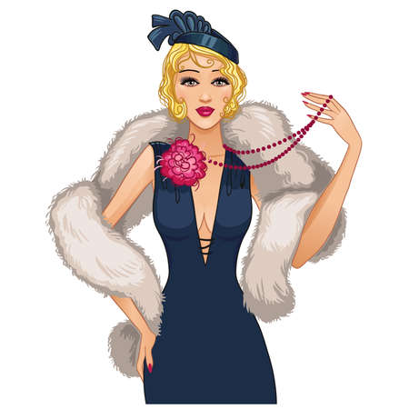 Beautiful blond woman in retro style, vector illustrationのイラスト素材