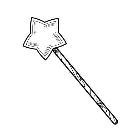 Magic wand, vector outline illustration for coloringのイラスト素材