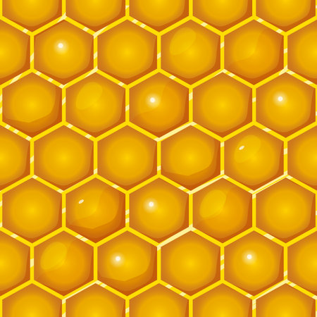 Seamless cartoon pattern of honeycomb, vector backgroundのイラスト素材