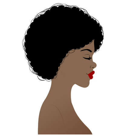Profile of beautiful african american woman, vector illustration isolated on white backgroundのイラスト素材