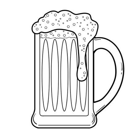 Mug of beer, vector outline illustration, eps10のイラスト素材