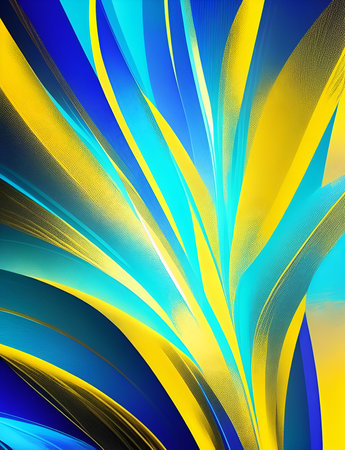 Abstract modern textured grungy blue-yellow background, AI generated decorative image.の素材