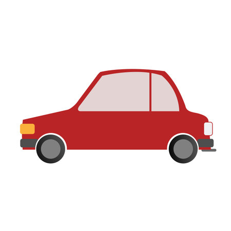 Simple illustration of red automobile, cartoon vector illustration, eps10のイラスト素材