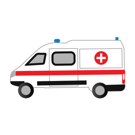 Simple illustration of ambulance car, cartoon vector illustration, eps10のイラスト素材