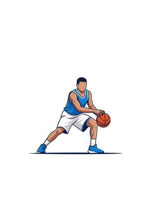 Basketball player with ball, vector illustration on a white background.の素材