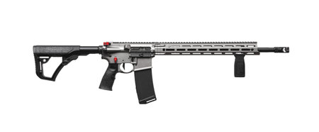 Modern automatic rifle isolated on white background. Weapons for police, special forces and the army. Automatic carbine. Assault rifle on white back.の写真素材