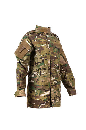 Camouflage military jacket. soldier clothing. Isolate on a white background.の写真素材