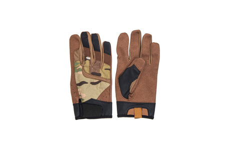 Military gloves, tactical gloves, protective gloves isolated white background. Hunting Full Finger Gloves isolated on white background.の写真素材