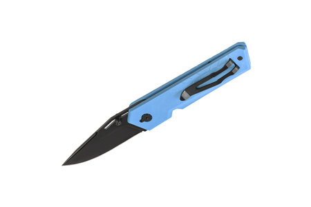 Pocket folding knife isolate on white background. Compact metal sharp knife with a folding blade.の写真素材