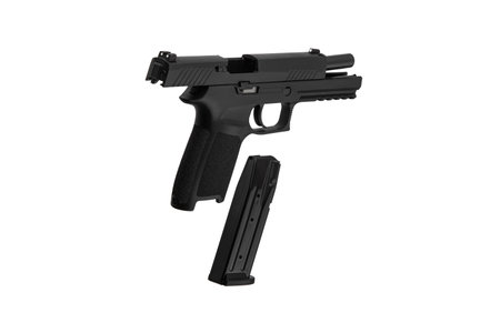 Modern semi-automatic pistol. A short-barreled weapon for self-defense. Arming the police, special units and the army. Isolate on a white background.の写真素材