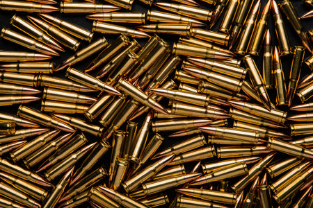 Background from cartridges for a carbine. Ammunition for modern weapons.