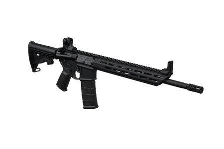 Modern automatic rifle isolated on white background. Weapons for police, special forces and the army. Automatic carbine with mechanical sights. Assault rifle on white back.の写真素材