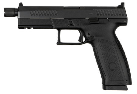 Modern semi-automatic pistol isolate on a white background. Armament for the army and police. Short-barreled weapon.の写真素材