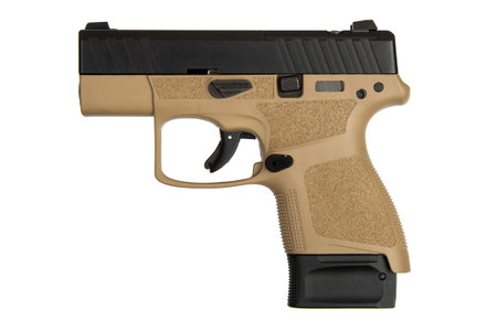 Modern semi-automatic pistol. A short-barreled weapon for self-defense. Arming the police, special units and the army. Isolate on a white background.の写真素材