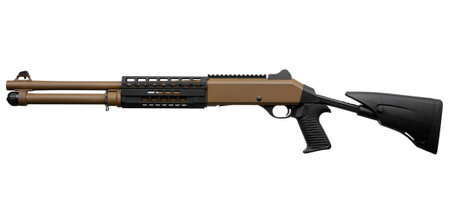 Modern semi-automatic shotgun. Tactical smoothbore weapon 12 caliber. Armament of the army, police and special units. isolate on white background.の写真素材
