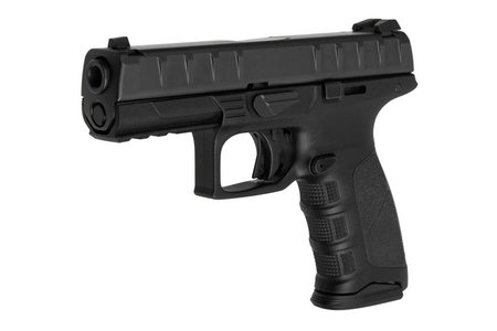 Modern semi-automatic pistol isolate on a white background. Armament for the army and police. Short-barreled weapon.の写真素材