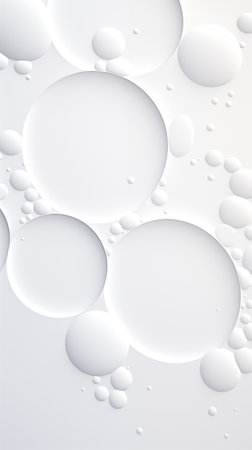 Multi-colored bright transparent glossy bubbles close-up. Oil drops on water surface abstract background.の素材
