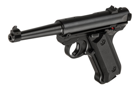 Classic semi-automatic pistol .22lr isolate on a white background. Armament for the army and police. Short-barrel weapon.の写真素材